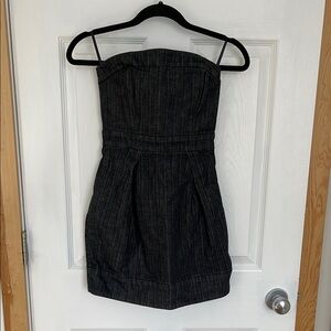 French Connection Demin Black Strapless Dress - Broken Zipper